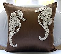 Vista 62 de The HomeCentric Funda de almohada, fundas marrones, fundas de almohada geométricas japonesas ópticas, fundas de almohada de 24 x 24 pulgadas, fundas