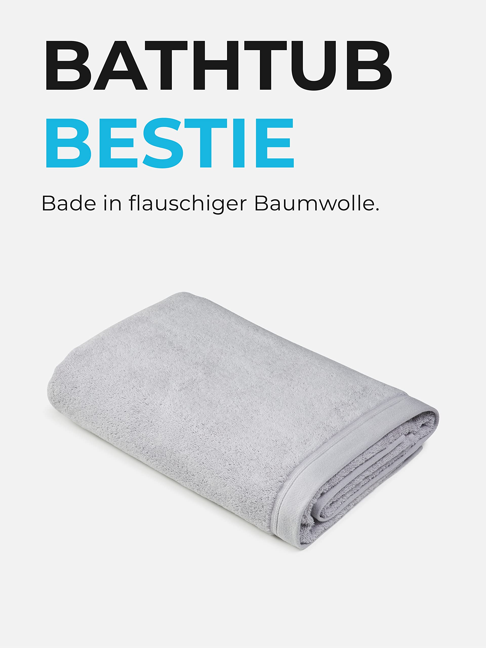 Sowel® Premium Badetuch 100x150 cm, Handtuch aus 100% Bio-Baumwolle, Hergestellt in Portugal, Hellgrau