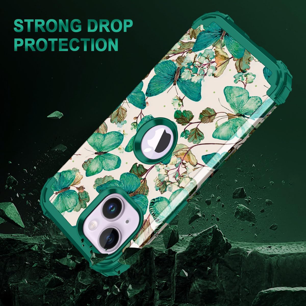Casetego for iPhone 13 Case,iPhone 14 Case,Three Layer Heavy Duty Sturdy Shockproof Protection Full Rugged Hard PC+Soft TPU Bumper Protective Girls Case for Apple iPhone 13/14 6.1 inch,Sap Green image 5