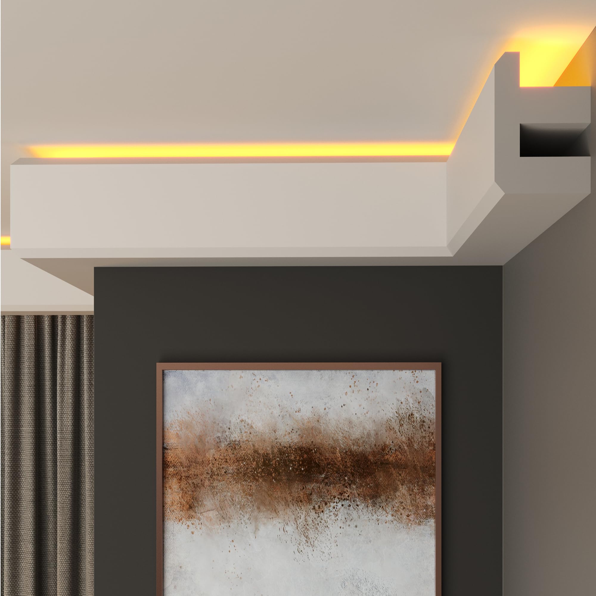 FAST DECOR Premium Led Coving Cornice, Coving for Ceilings, Led Coving for Ceilings, LED Compatible Cornice Trim, Xps Coving for Ceiling, Moulding for Ceiling Lightweight (2m, CLU25)