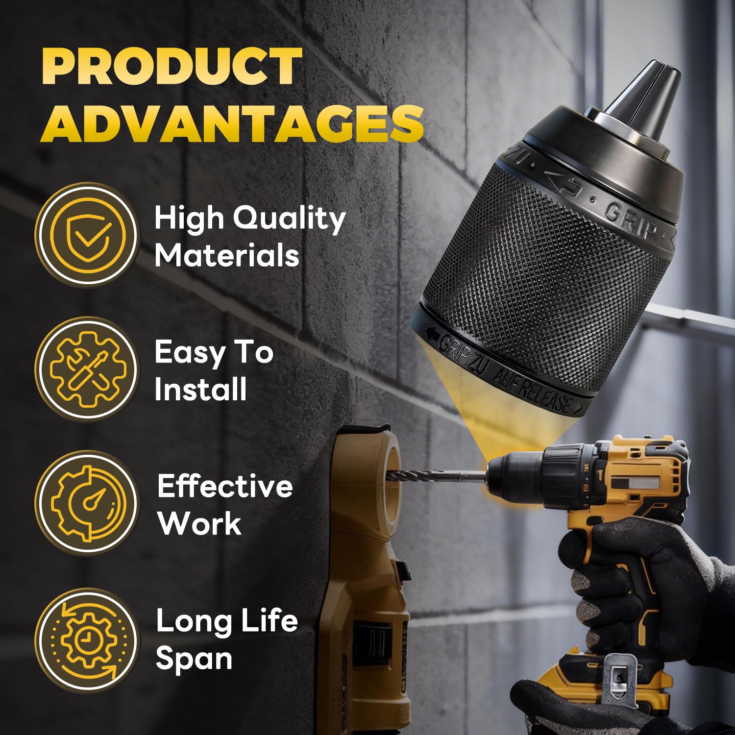 N242399 Portabrocas sin llave de 1/2 pulgada con tornillo compatible con DeWalt DCD940 DCD950 DCD950B DCD959 DCD970 DW980 DCD985