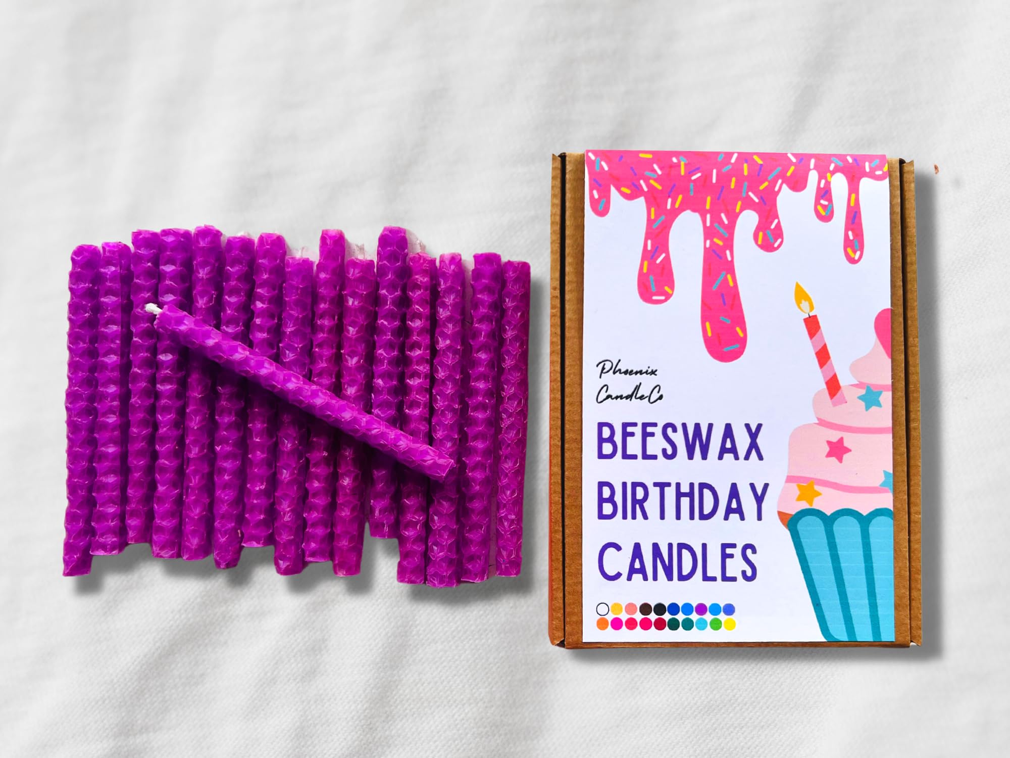 x16 Beeswax Birthday Candles | Hand-Rolled | Eco-Friendly (Lavender)