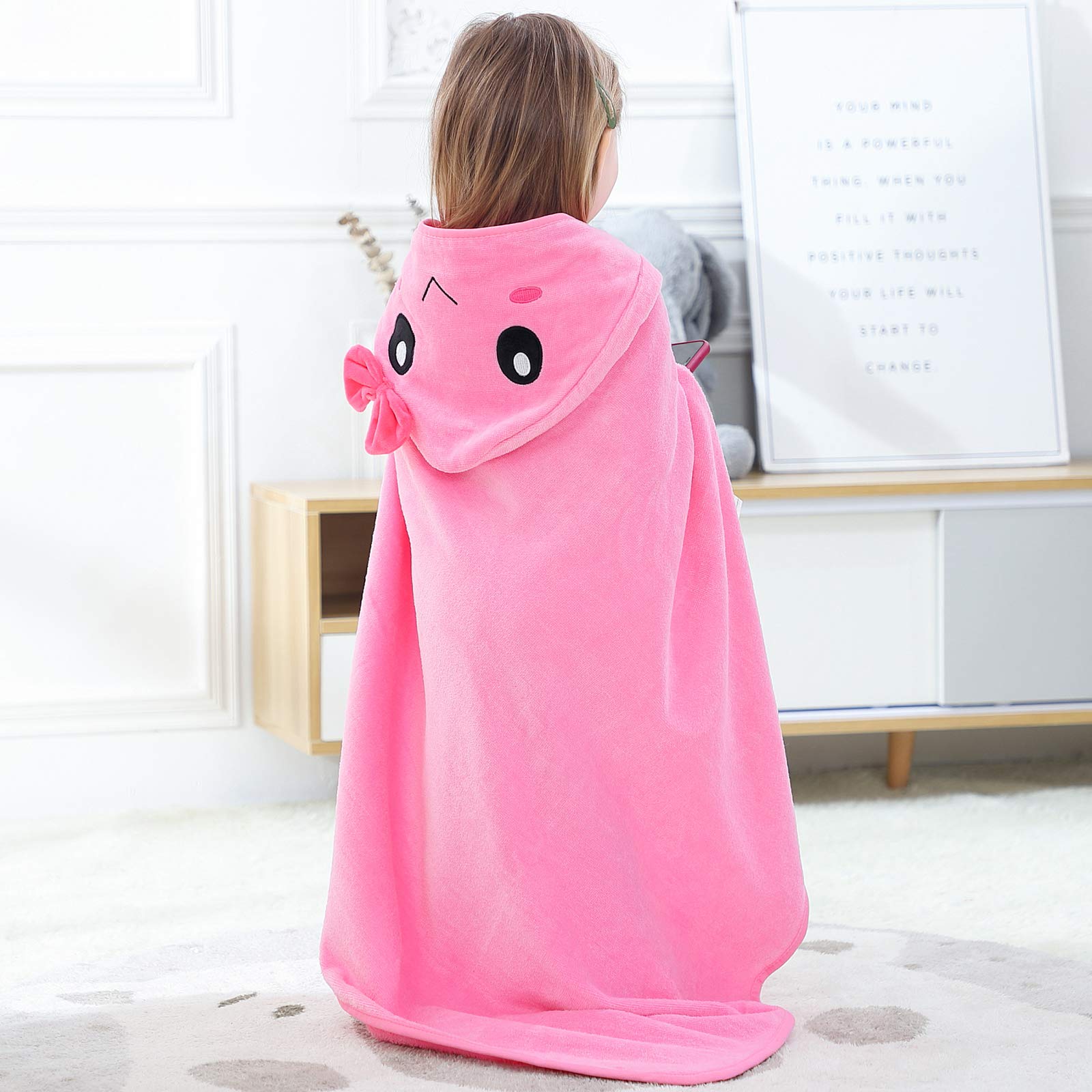 Serviette De Bain,Capuche Bébé Poncho Serviette De Bain 100% Doux Coton Peignoir Animal Pour Garçon Fille 0-6 Ans,70x70cm,Éléphant - Puériculture & Eveil Bébé