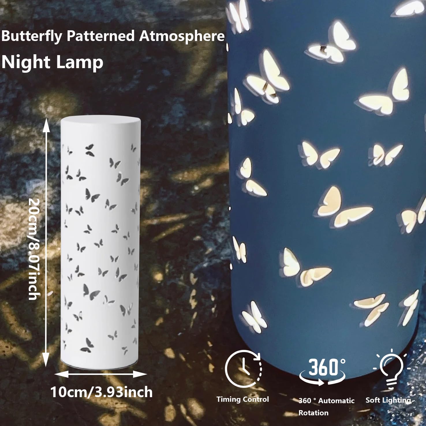 YIKEGE LICHT Touch Bedside RGB Table Lamp Rotatable Butterfly Night Light Led Lights for Girls Bedroom Mariposas Living — view 3