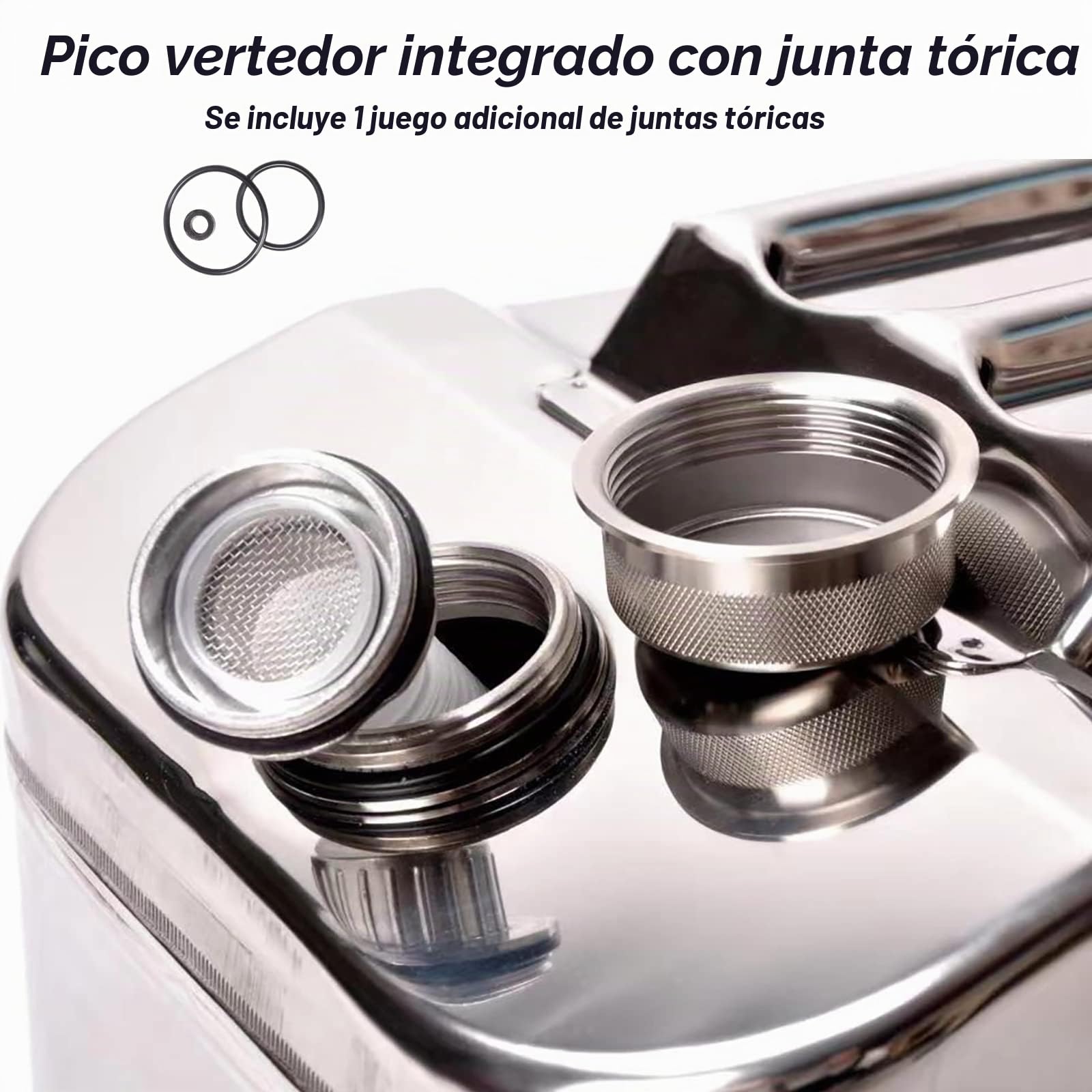 Bidón Gasolina 30 litros Grueso Bidón Depósito de Combustible 30 metálico fabricado en Acero Inoxidable 304 con Pico, Recipiente de 30L para Gasolina, Diesel, Aceite y Agua