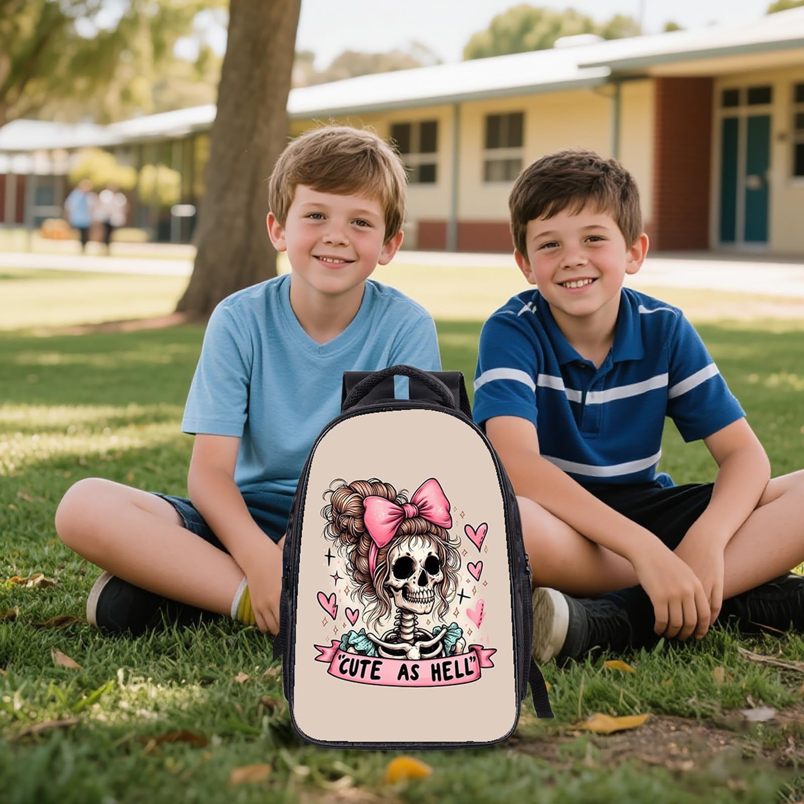 Juego de mochila escolar de Halloween para niños con bolsa de almuerzo, estuche para lápices, 3 unidades, bolsa de libros para estudiantes, diseño ligero de gran capacidad, e, Talla única, Clásico
