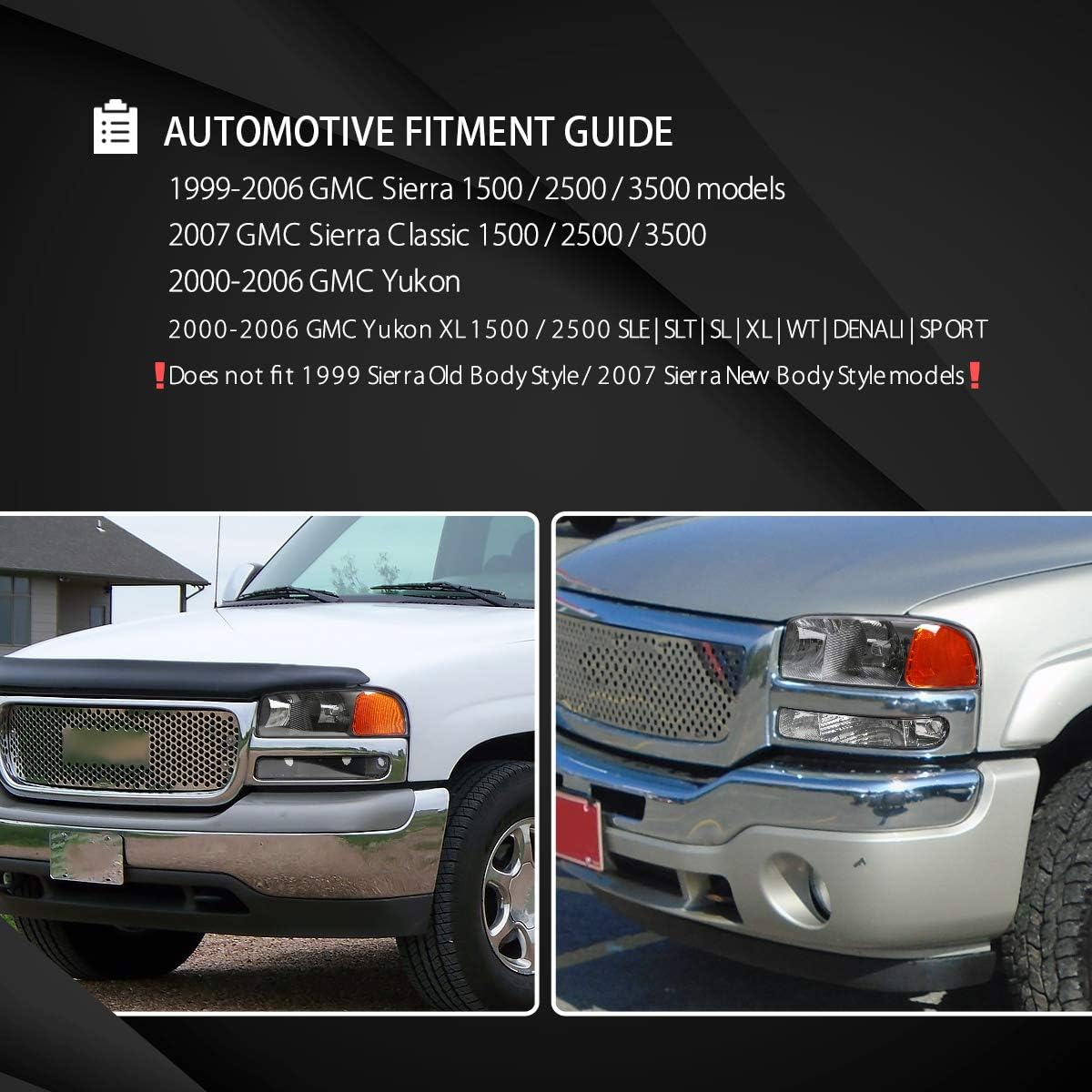 Buy Autozensation For 1999 06 Gmc Sierra 1500 2500 Yukon Black Headlights Bumper Signal Lamps Online In Uk B07p6dz4hn