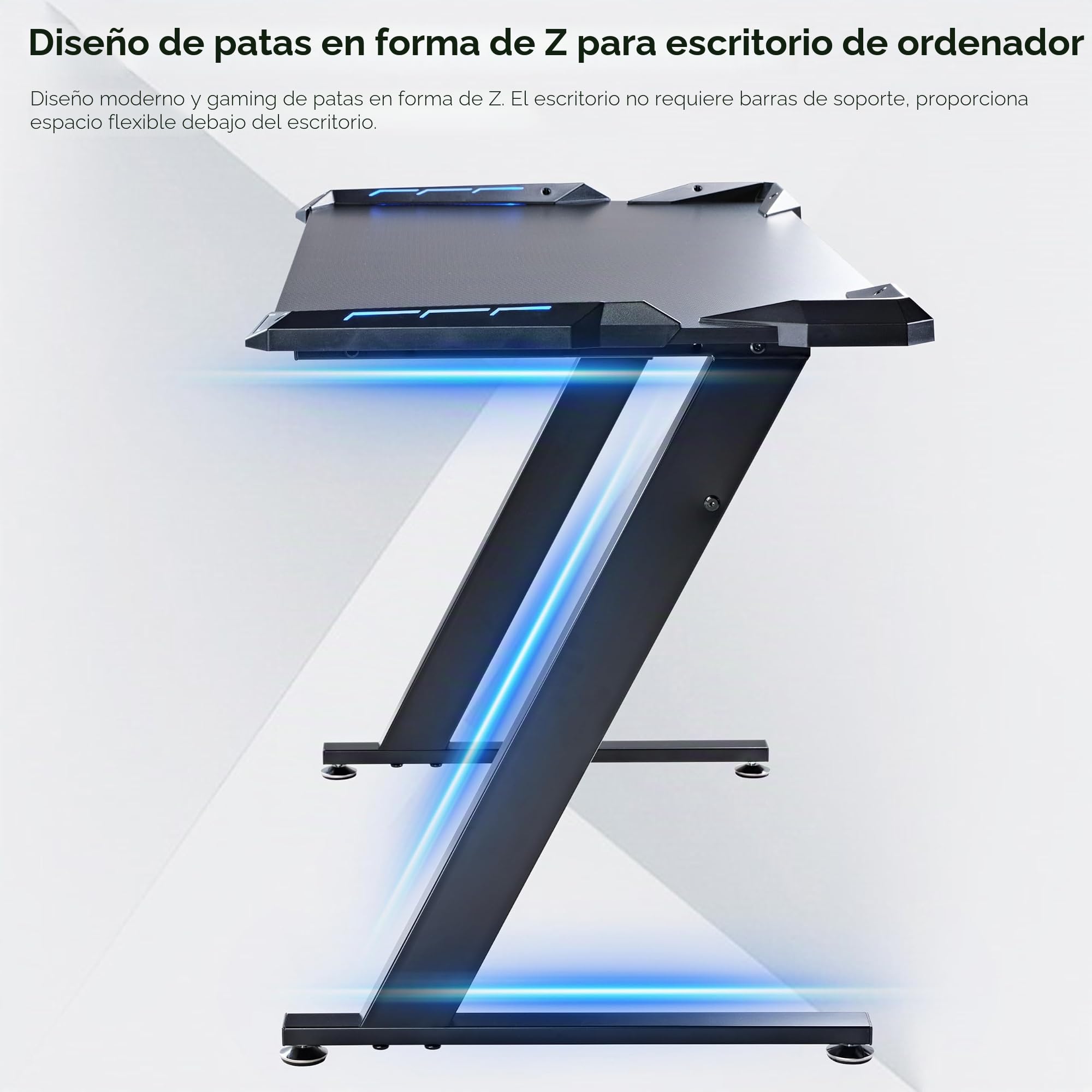 EUREKA ERGONOMIC Mesa Gaming LED 114x64cm Escritorio Gaming Mesa para Ordenador con LED Lámpara Escritorio PC para Home Office Studio