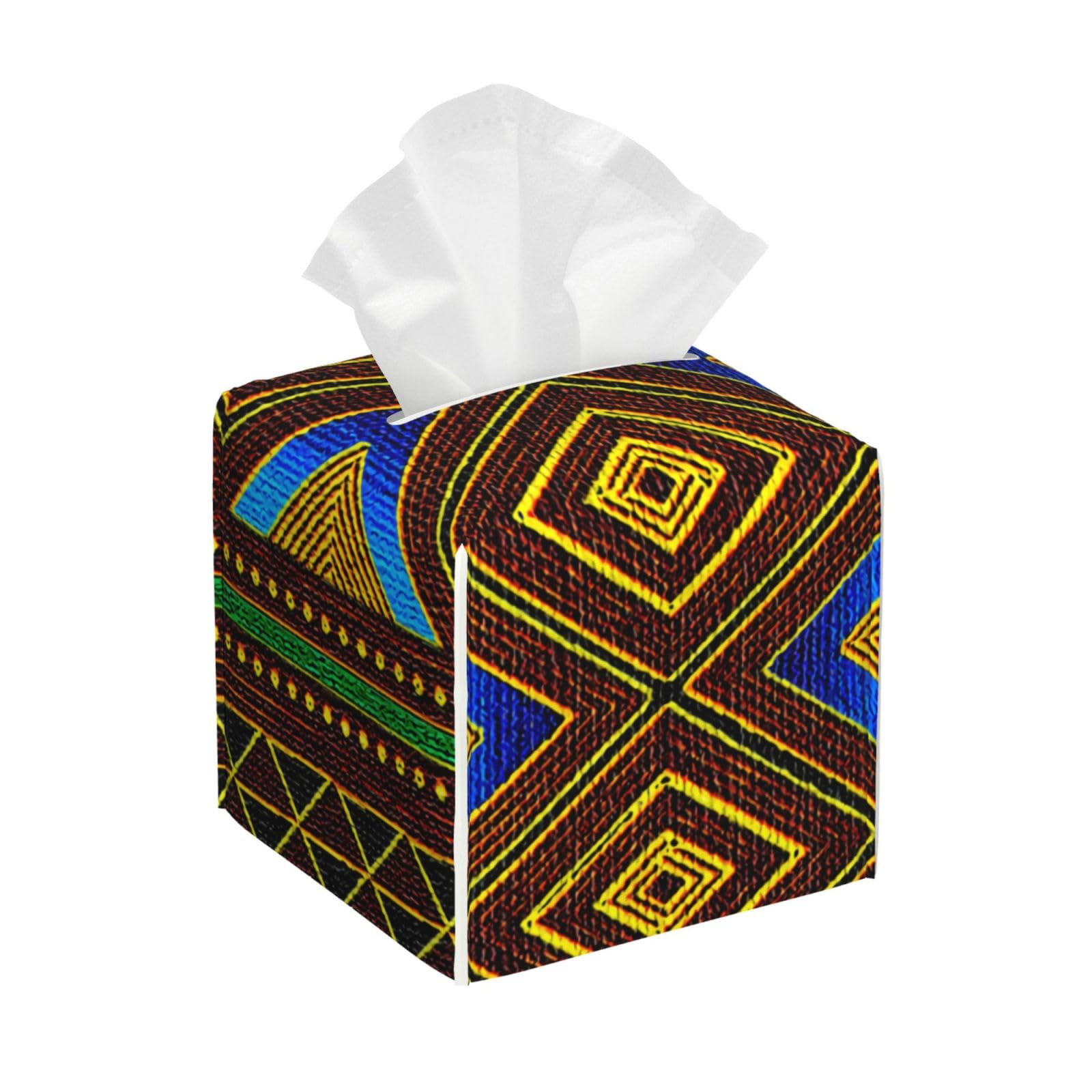 Afrocentric Tribal Motif Tissue Box Cover, Fashionable Decorative Storage Box, Suitable for Most Places