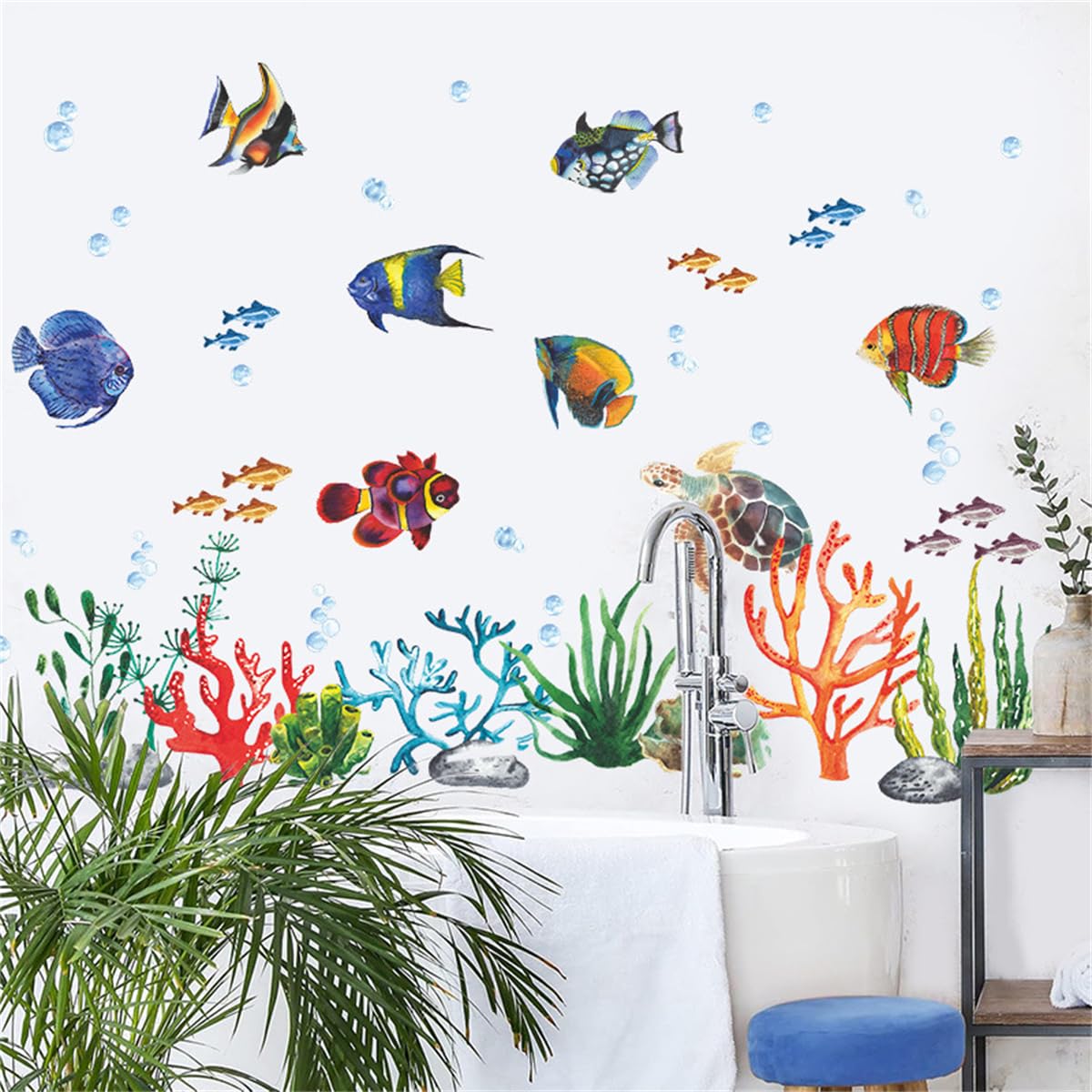 Amazon.co.jp: HOTIYOK クジラ ウォールステッカー 海魚 カメ 深海魚