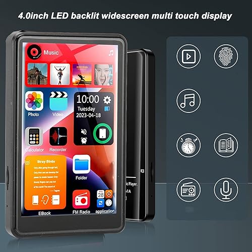 Miniatura 3 de Reproductores de MP3 con Bluetooth, pantalla táctil de 4.0 pulgadas, reproductor de audio digital de alta fidelidad, reproductor de MP3 para Android