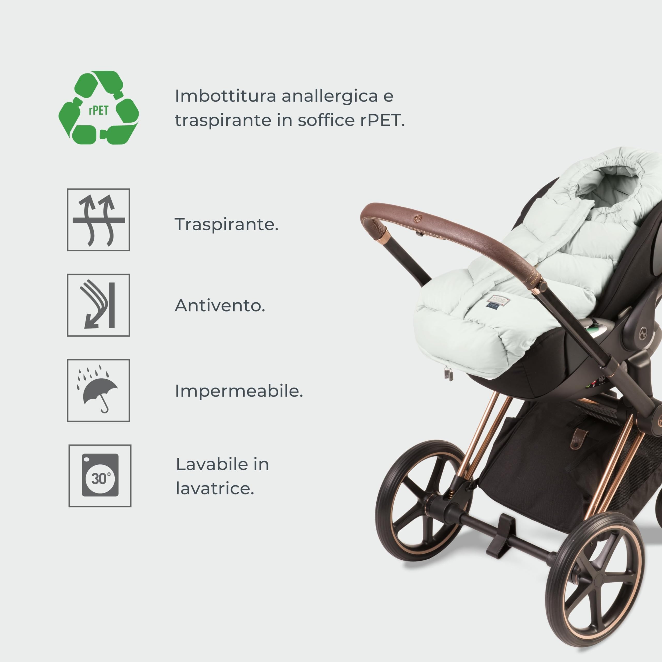 Nuvita 9920 Ovetto One+ | Sacco universale per passeggini e seggiolini auto | Protezione da 0 a 6 mesi (80cm)| Protezione fino a -18°C e Impermeabilità anti vento | Nero