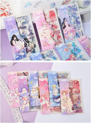 Miniatura 8 de Calcomanías Kawaii de anime para álbumes de recortes, 36 hojas de Washi, lindos collages de recortes, calcomanías de personajes para manual