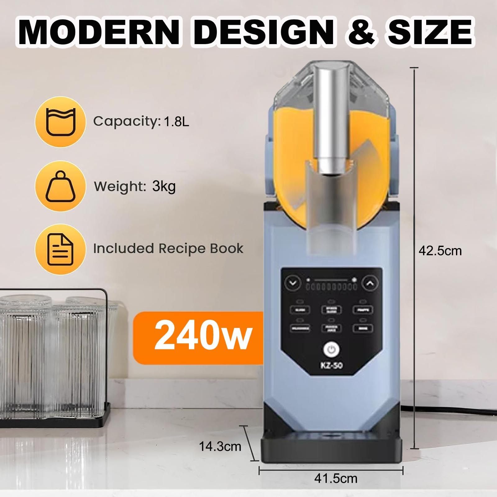 MáQuina Para Granizados 240w 1,8l Con 5 Programas Preestablecidos,Sin Necesidad Hielo,Control TáCtil,CongelacióN RáPida,Autolimpieza,Para Fiestas Casa Y En Piscina FrappéS Y Batidos.,Blue