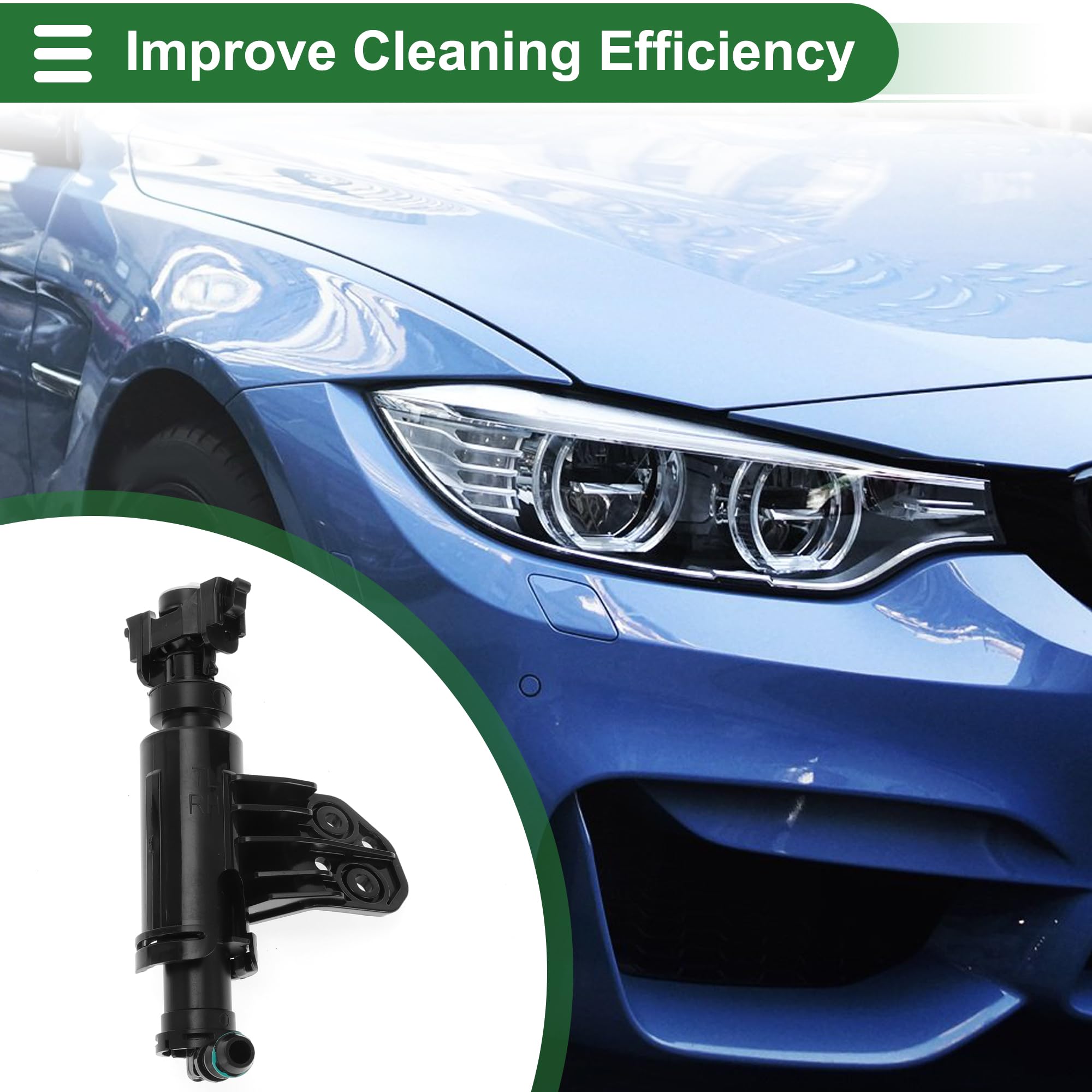 Motoforti Getto Spruzzatore Lavafari Faro Anteriore per HYUNDAI TUCSON MK3 2016-2020 Plastica Nera