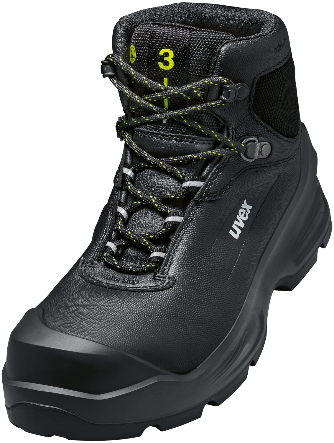 Uvex 3 Schnürstiefel S3 SRC ESD - Sicherheitsschuhe - Leder Arbeitsstiefel - wasserabweisende Sicherheitsstiefel - Weite 11