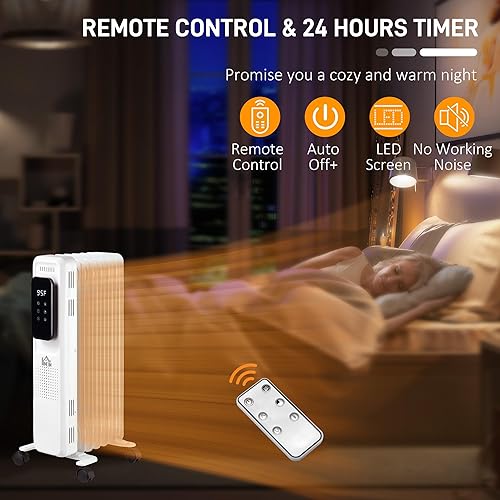 Miniatura 6 de HOMCOM Calentador eléctrico de 24.75 pulgadas con 3 modos, 161 pies cuadrados calentador independiente con temporizador y control remoto, 1500 W,