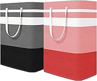 Vista 8 de Paquete de 4 Cestas de Ropa Plegables, Cestas de Ropa Grandes con Asas, Cesta de Ropa Impermeable, Cestas de Ropa Plegables para Organizador de Ropa