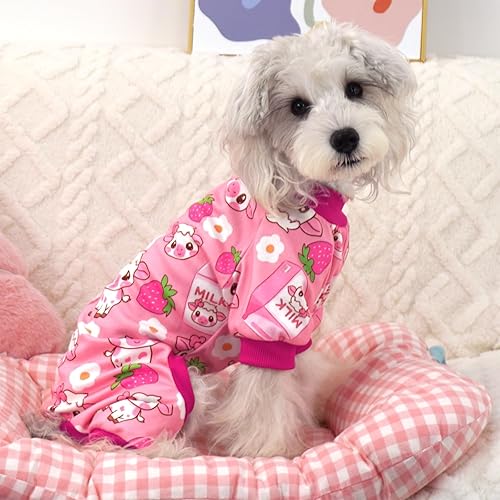 Miniatura 10 de XPUDAC Pijama de 4 piezas para perros pequeños, ropa para cachorros, trajes para perritos, camisas de Navidad, pijamas para mascotas y gatos, XXL