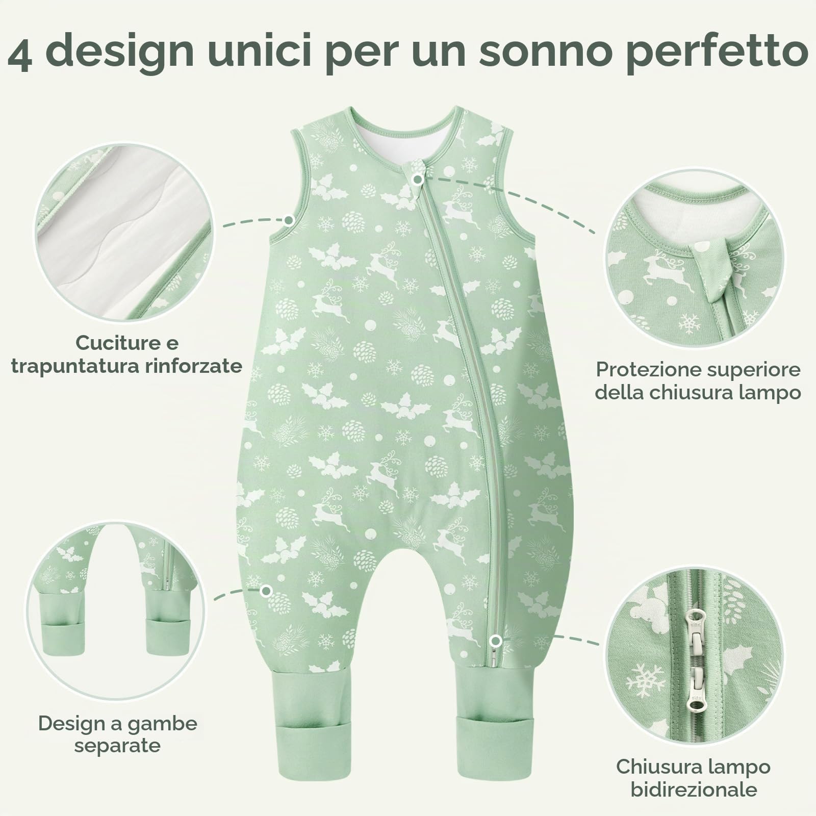 Unnivoll Sacco nanna con piedini, 1,5 Tog, confezione da 2 pezzi