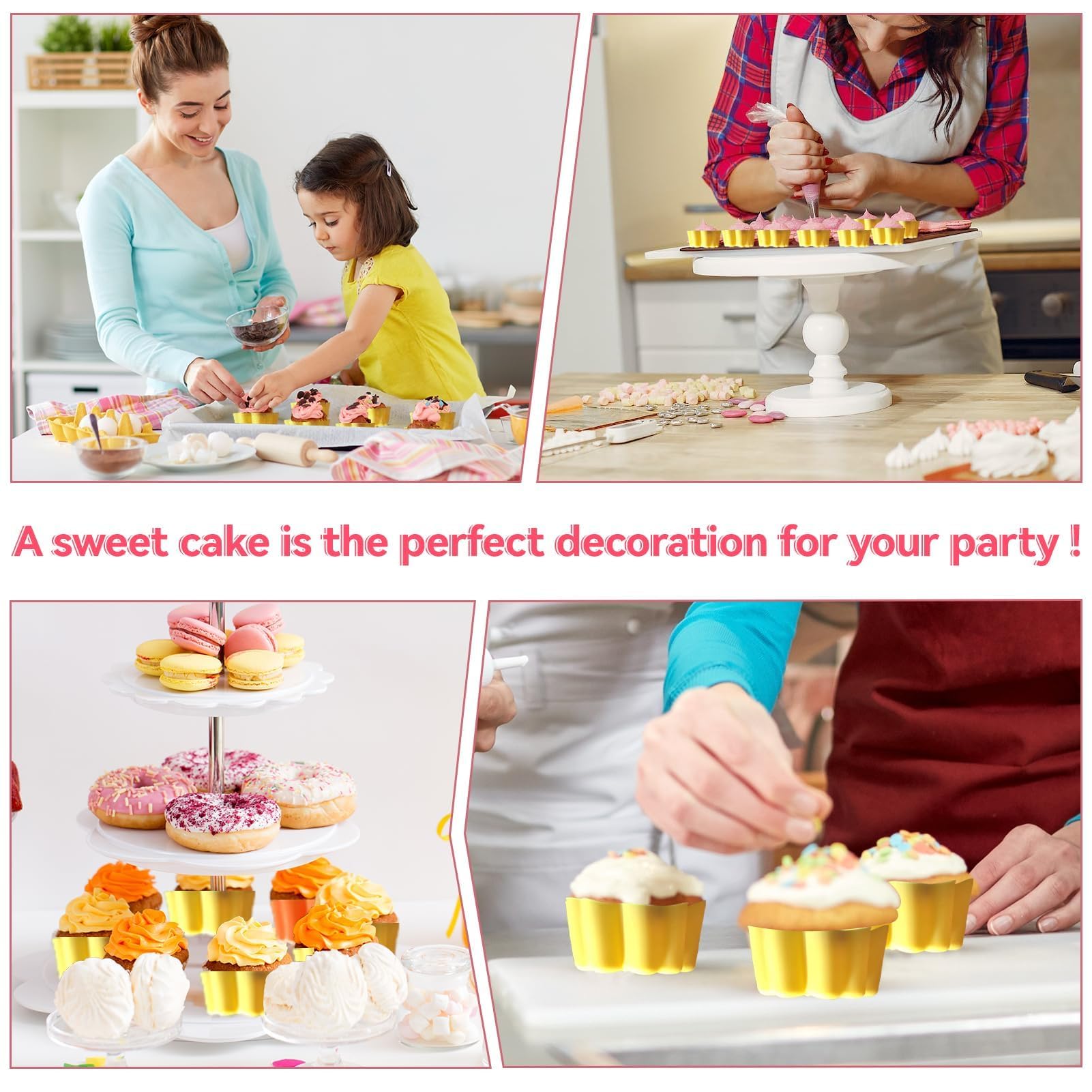 Silicone Cupcake Molds, 24Pcs Mini Flower Shape Silicone Baking Cups Cupcake Liners Reusable Muffin Cup Cake Pan for Cake Chocolate