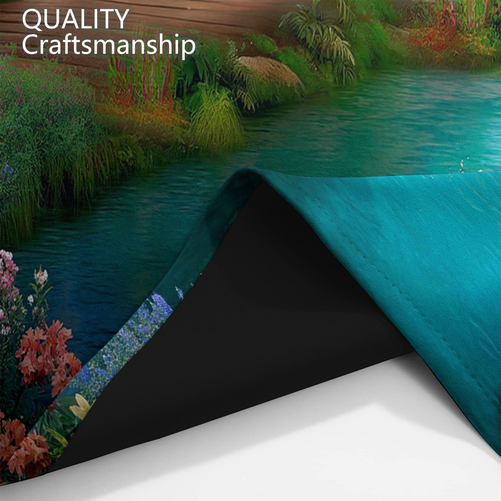 110 x 215 cm Zasłony 2 panele, wzór wodospad tęczowy drewniany most zasłony zaciemniające na okna, zielone zasłony dekoracyjne dla dzieci chłopców dziewcząt sypialnia i salon kuchnia