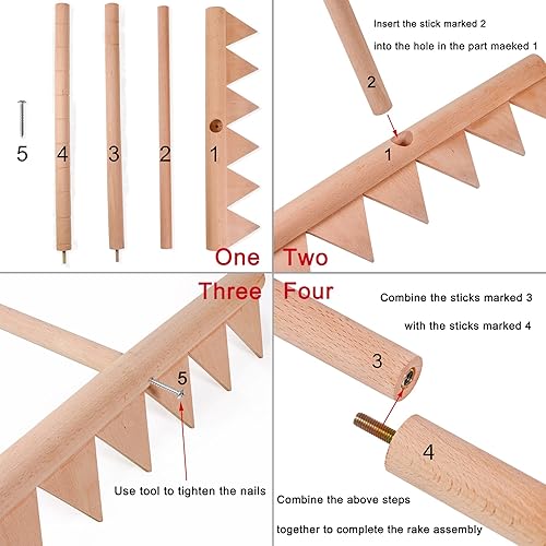 Miniatura 5 de Rastrillo de jardín zen grande  48 pulgadas de largo, 6 dientes de sierra de dientes de sierra para exteriores, rastrillos de jardín japoneses de