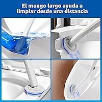 Vista 8 de Sistema de Cepillo de Limpieza Desechable para Inodoro con 50 uds. de Almohadillas de Repuesto Cabezales, Varilla de Limpieza para Inodoro, Kit
