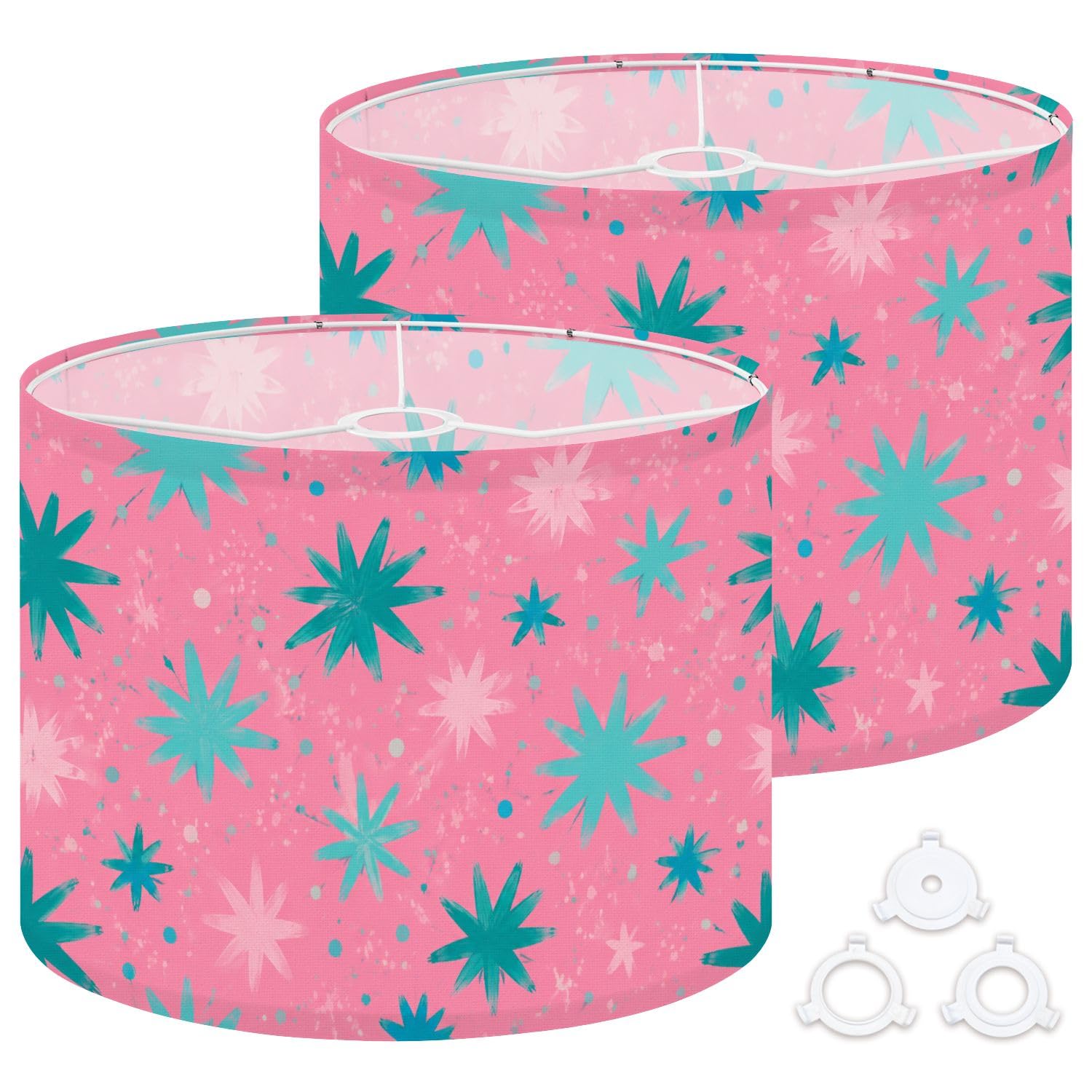 Deruinvaio Multi1 2Pcs 13In Lampshade Lamp Shade Pink Teal Light Pink Starburst For Ceiling Light, Table Lamp Floor Lamp Easy Assembly Replacement Light Shade