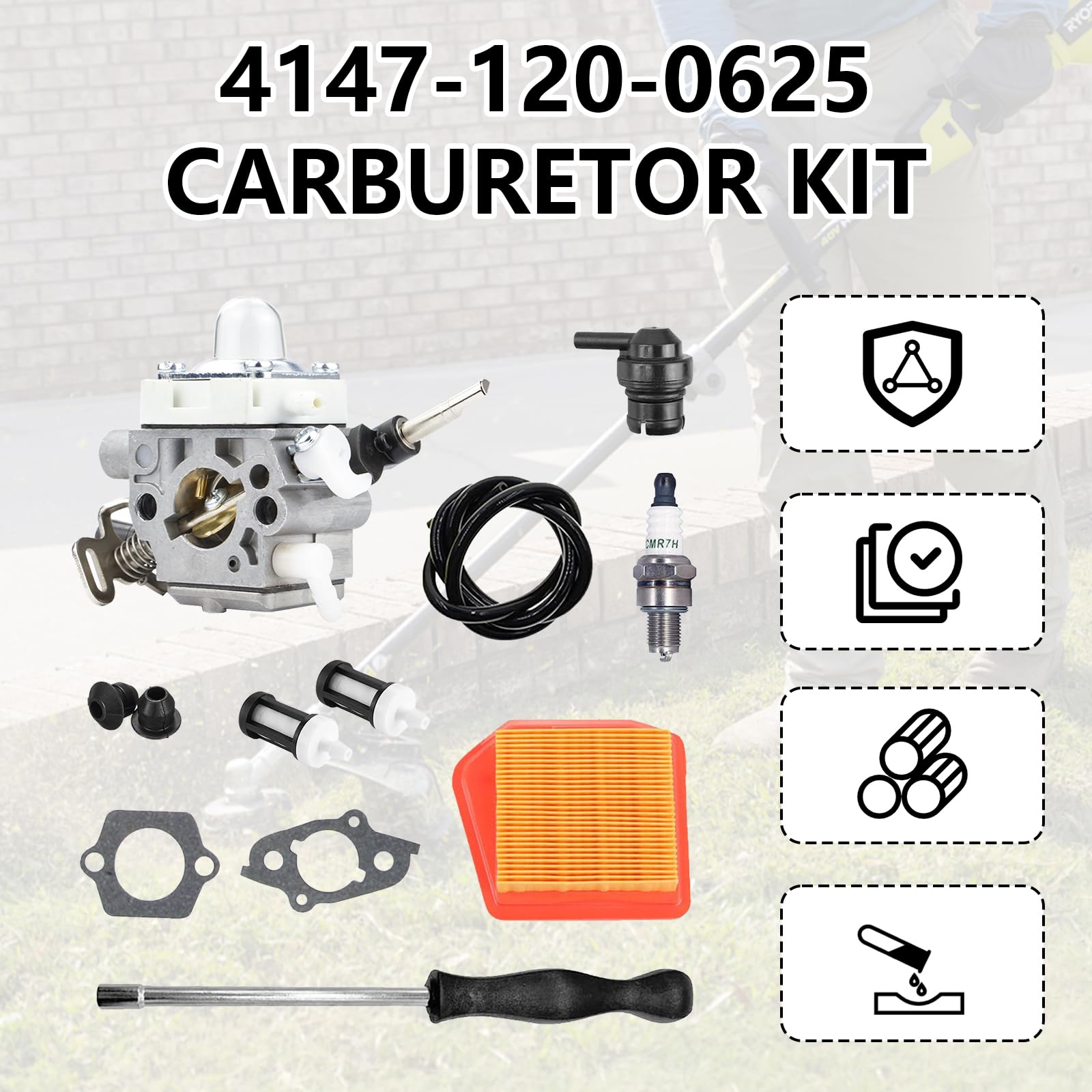 Kit de Carburador para Stihl FS240, FS240C, FS240R, FS240RC, FS260C, FS260R, FS360C y FS410C Piezas de Carburador Desbrozadora