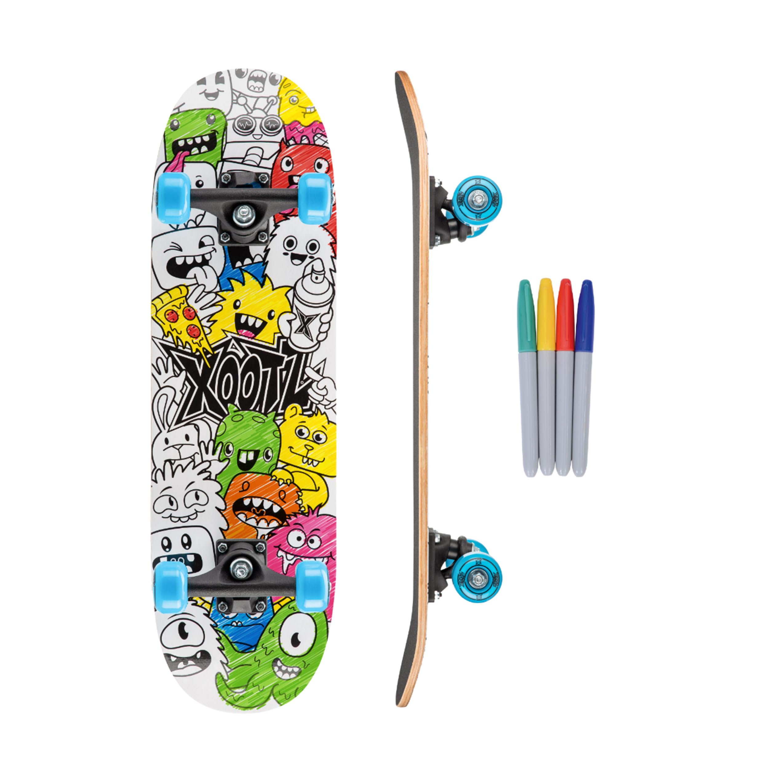 Xootz Kids Sketch Ya Deck, Colour In Skateboard for Beginners