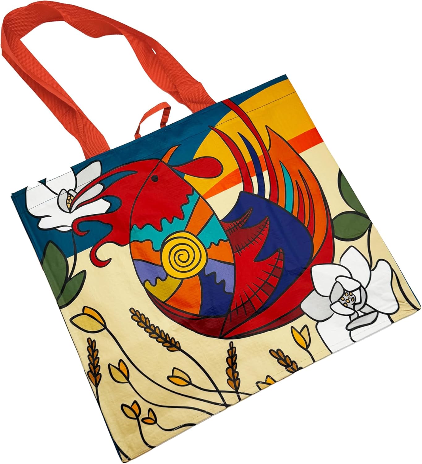 Earthwise Reusable Shopping Bags Extremely Durable Multi Use Large Stylish Fun Foldable Water-Resistant Totes Design - Rooster(Pack of 5) - Image 5