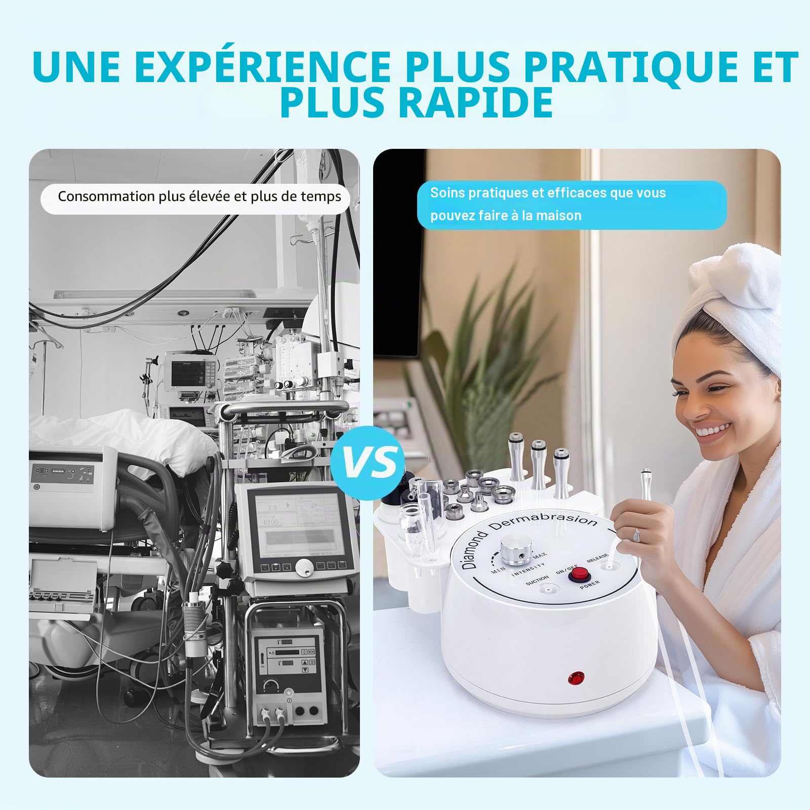 3 en 1 diamant microdermabrasion machine, personnel salon | beauté spécial Magic Rod, flacon de pulvérisation, tube de verre sous vide et d'autres équipements professionnels