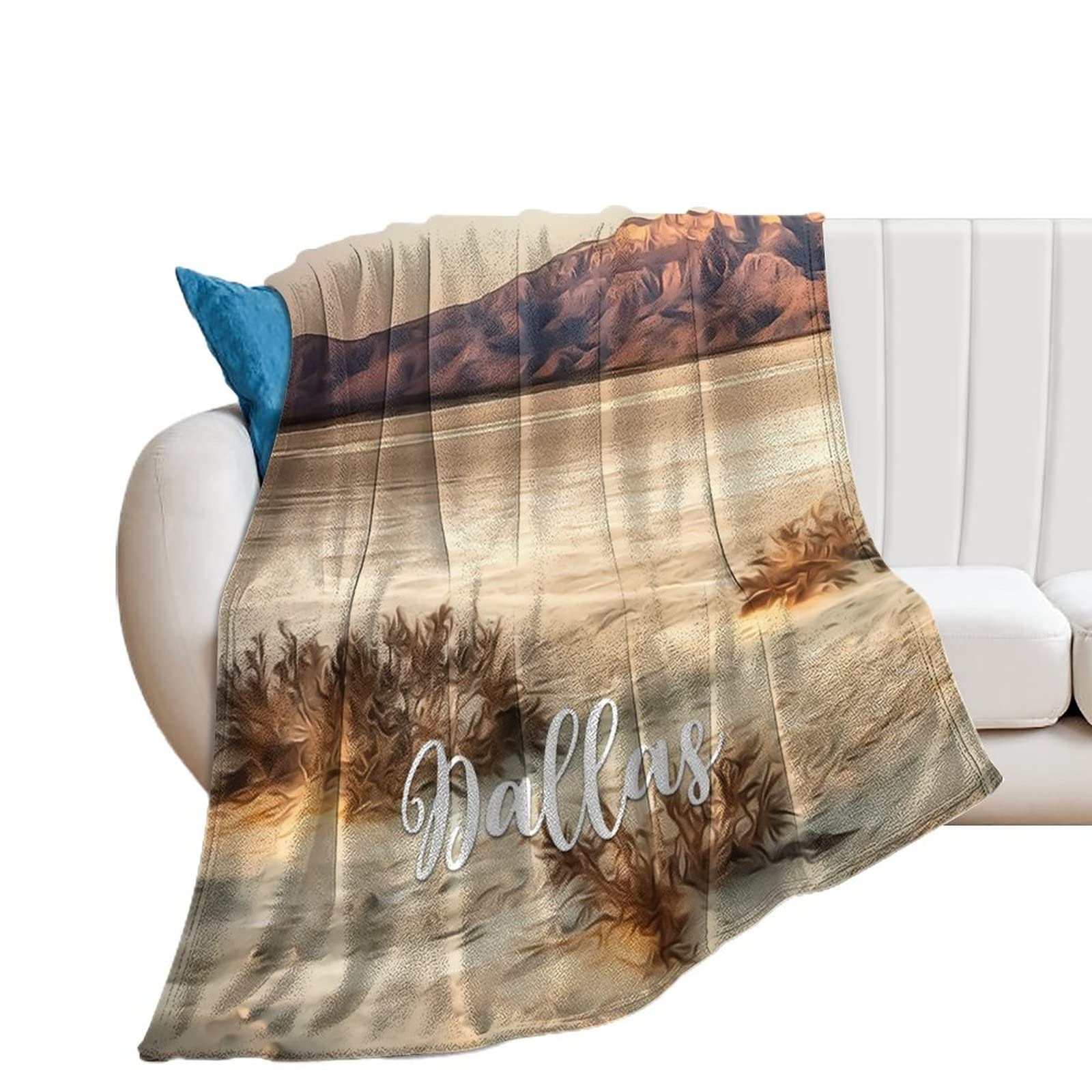 Couverture en flanelle Dallas chaude douce plaid canapé paysage urbain 76x101 cm