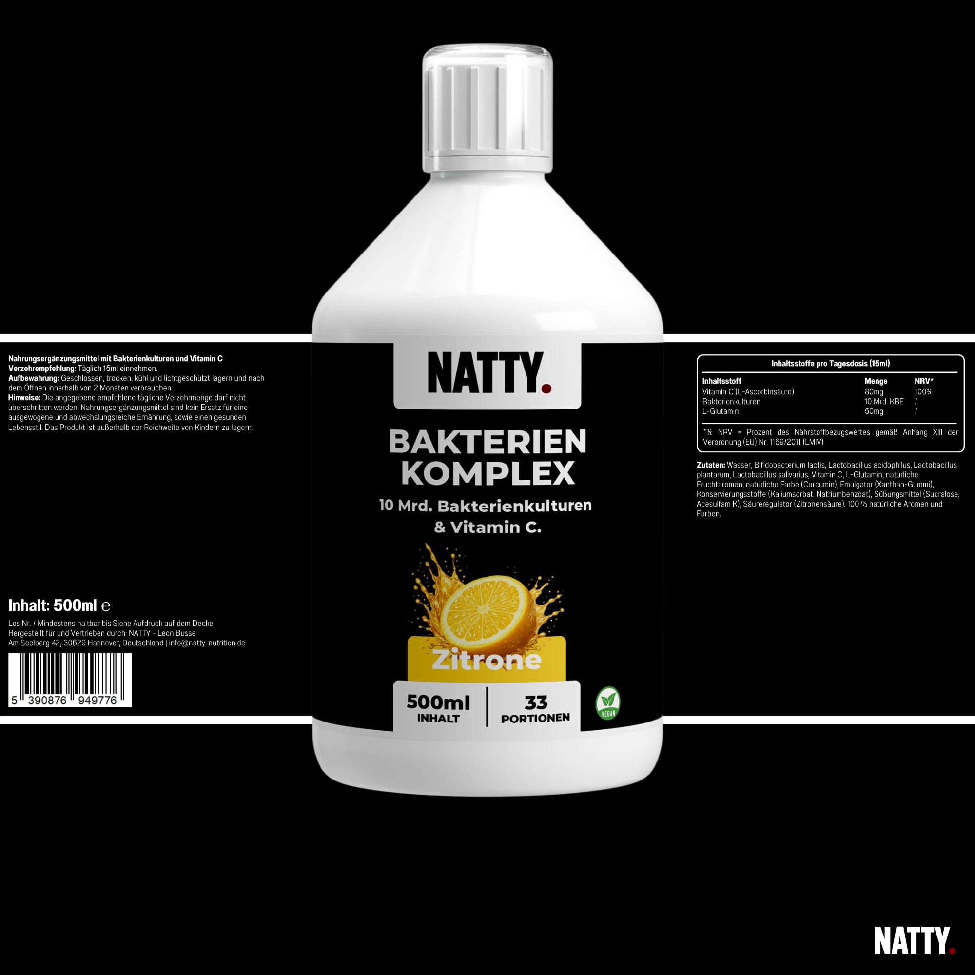 NATTY Bauchwohl Bundle 60 Tage – Bakterienkulturen Komplex mit 10 Mrd. KBE, Apfelessig Kapseln & Magnesium 4-fach Komplex – veganes Nahrungsergänzungs-Set, 4-teilig