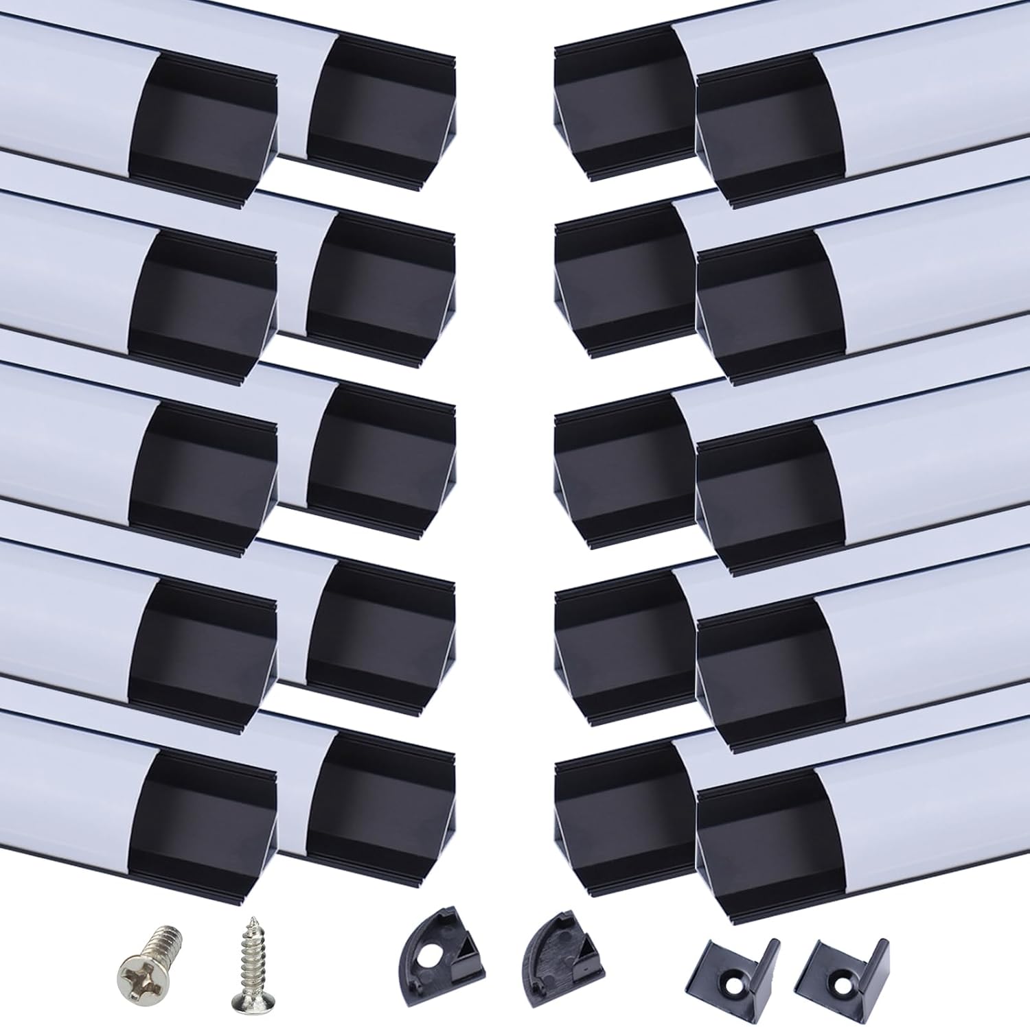 ONLY ONE NOT FULL PACK Muzata 20Pack 6.6FT/2M V Shape LED Channel Black Aluminum LED Strip Diffuser Channel with Milky White Cover Corner Lighting Easy Installation V1SW BW 2M 20pcs*6.6ft