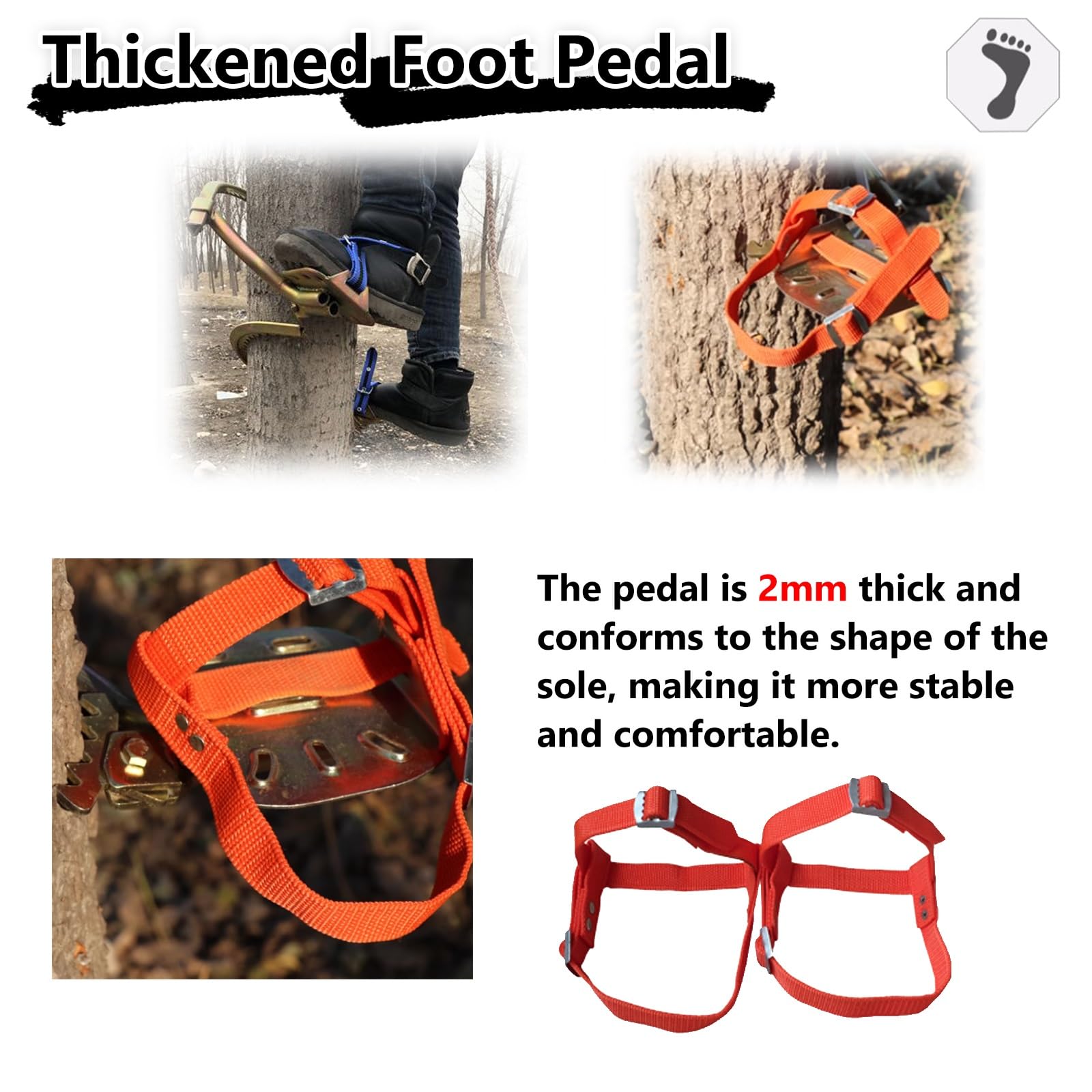 Picos para trepar árboles con Correas para los pies, trepadores de árboles Antideslizantes, Kits de trepadores de Electricista y de jardín Ajustables para Trabajos en árboles (250 mm).