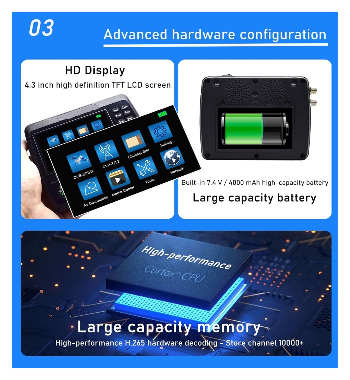 V10 Finder Pro Digital Satellite 4.3 Pouces LCD Signal Compteur Satfinde, Traqueur de Samedi