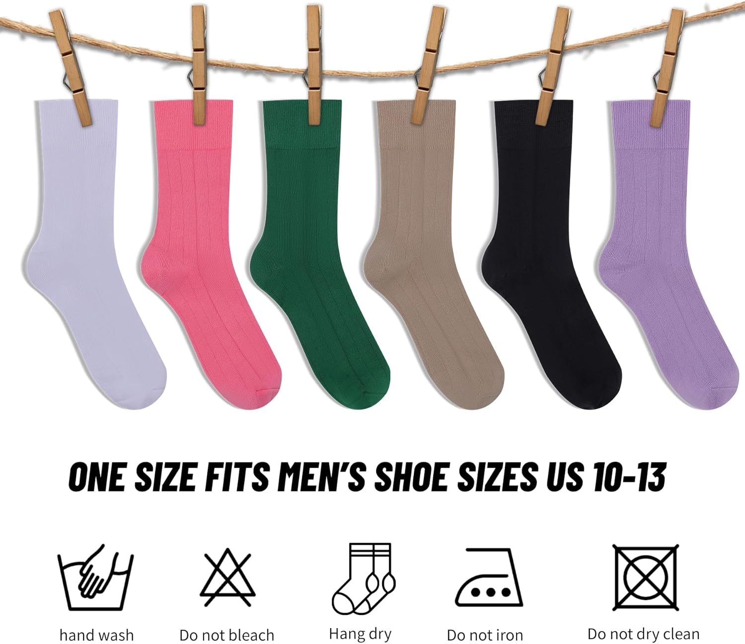 Men's Dress Socks Solid Colors Comfy Crew Cotton Dress Socks for Men Thin Lightweight Anti Odor Size 10-13 - Image 7