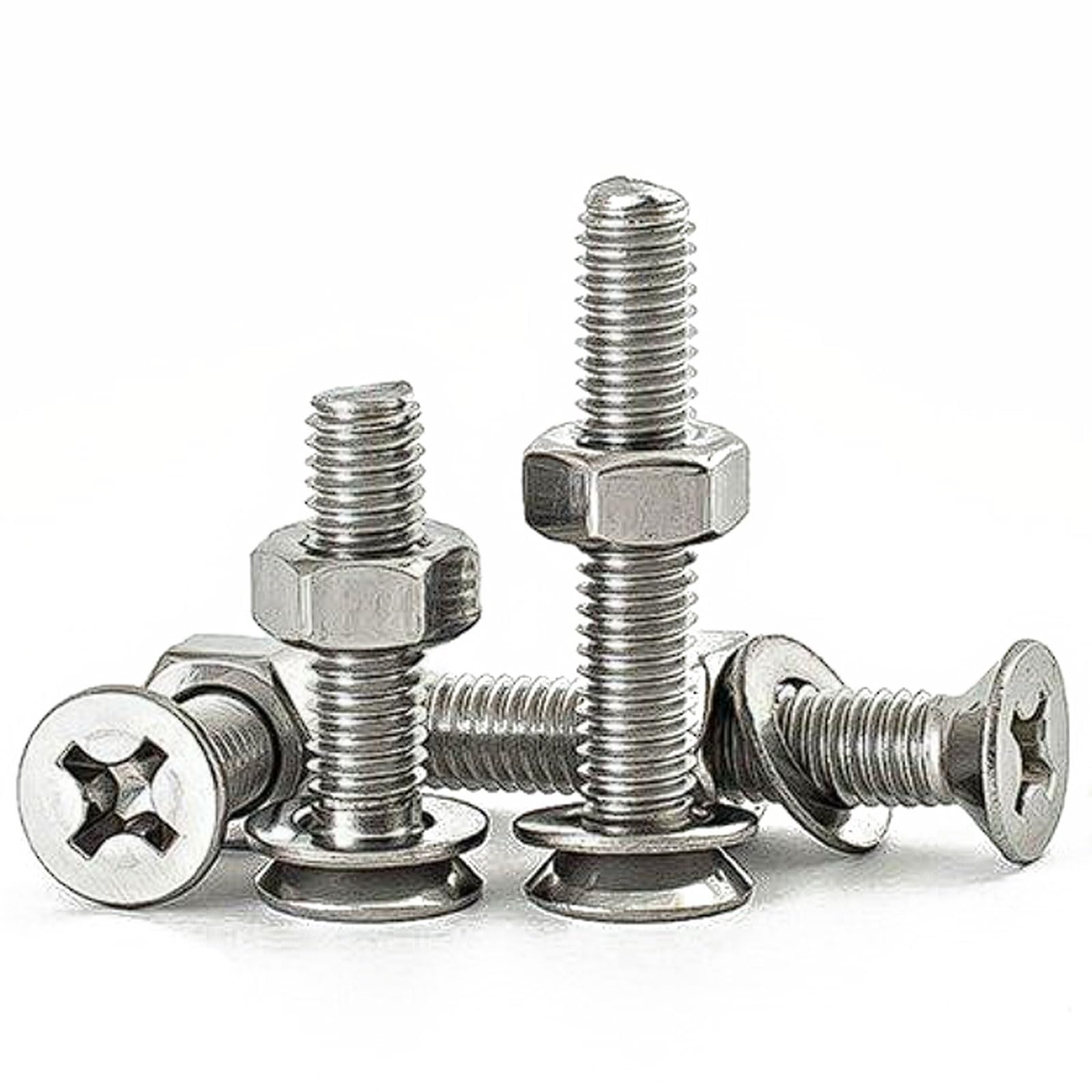 Kit de tuercas y tornillos cabeza cruzada avellanados M6 acero inoxidable 304 con arandelas, 50 juegos, plana(M6*60 (50 sets))