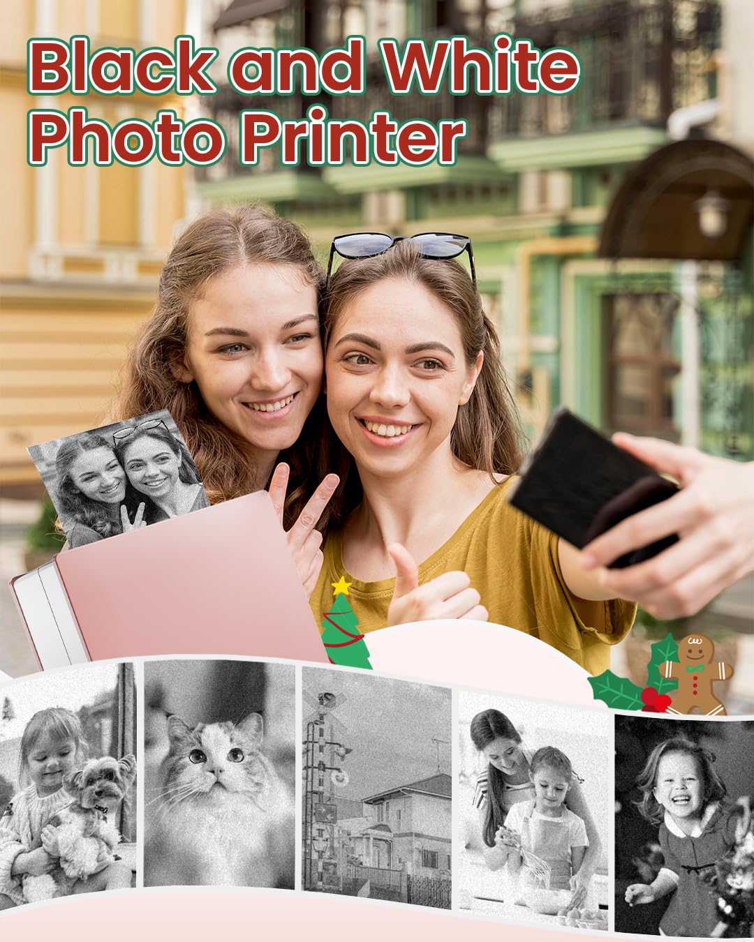 Phomemo M02 - Impresora térmica con 3 Rollos de Papel incluidos, compacta Impresora de Bolsillo inalámbrica para Viajes, Compatible con Android iPhone y iPad para Journal Children Daily Plan, Rosa