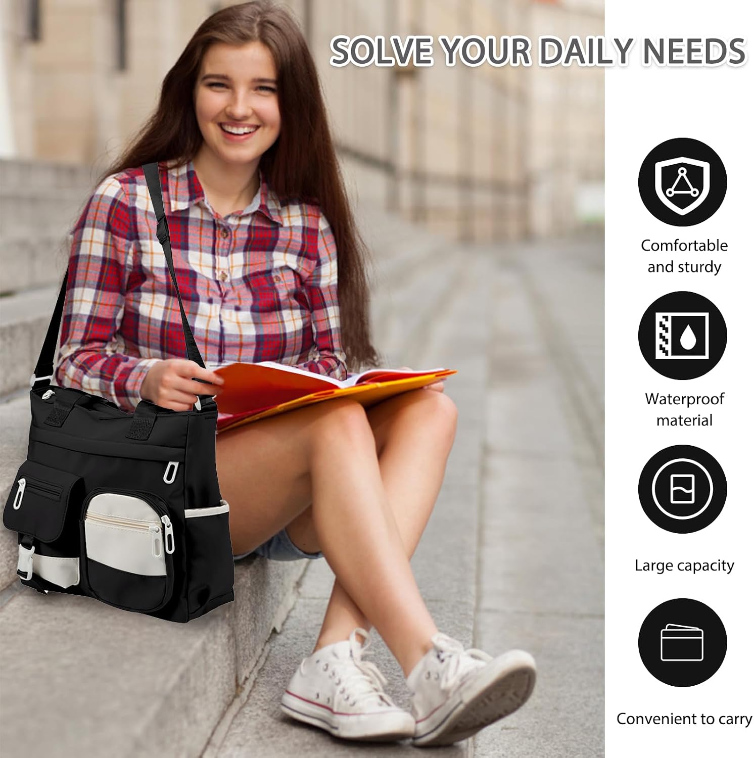 Women's Messenger Bag - Professional Crossbody Work Satchel Stylish Office Purse for Business Travel & Commuting