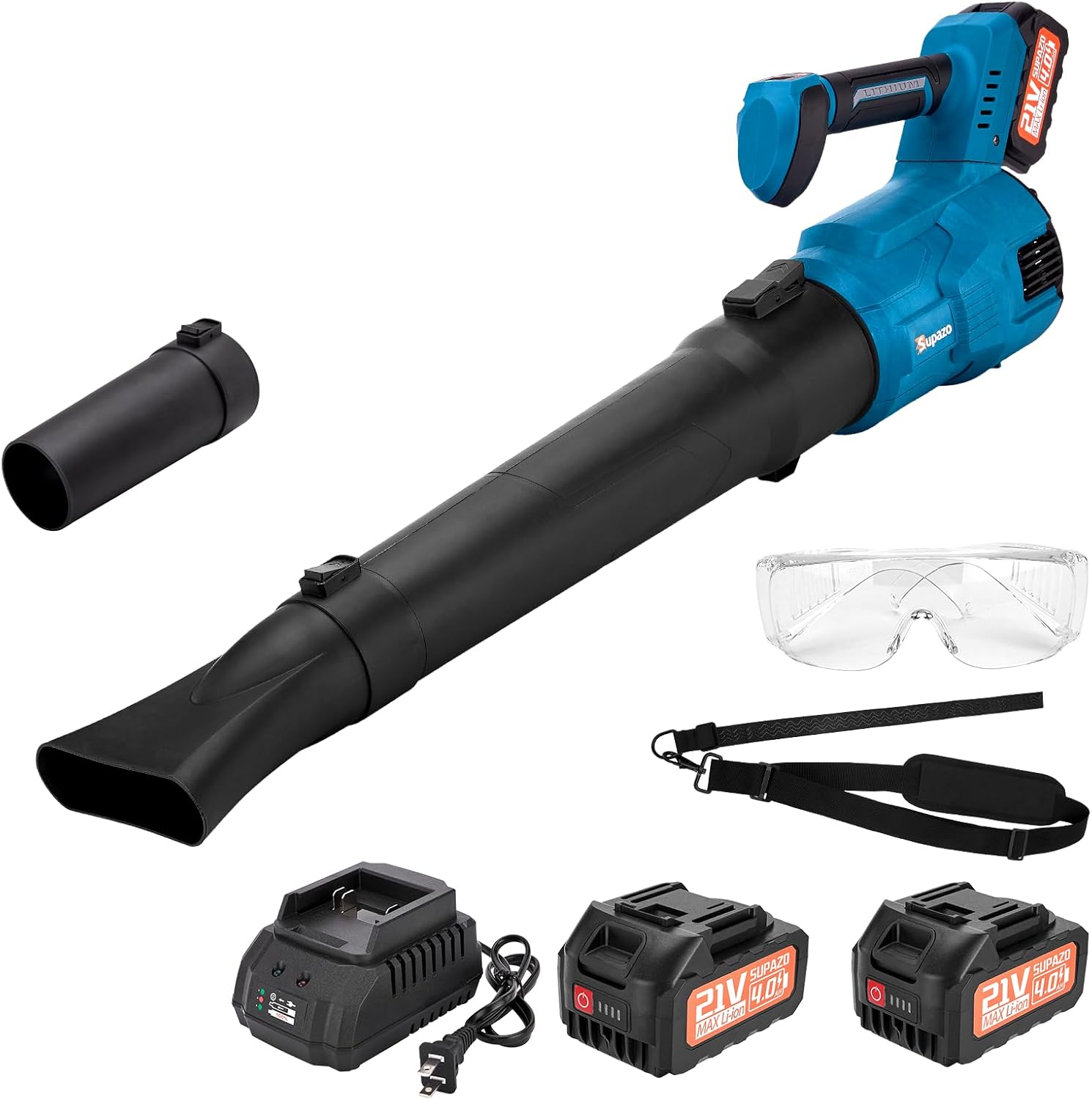  NOT TESTED….Leaf Blower Cordless with 2 Battery and Charger, 580CFM/190MPH/28000RPM Lightweight Handheld Snow Dust 21V 3 Speed Modes Electric Blower for Lawn Care Patio Yard