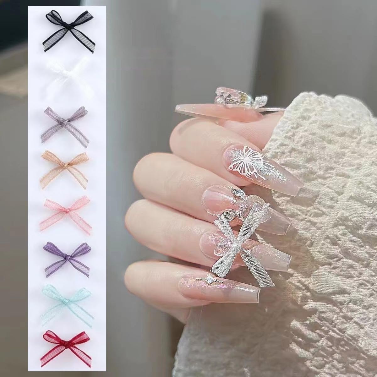 Amazon.co.jp: ネイルパーツレース ボウ ネイル チャーム 48 個