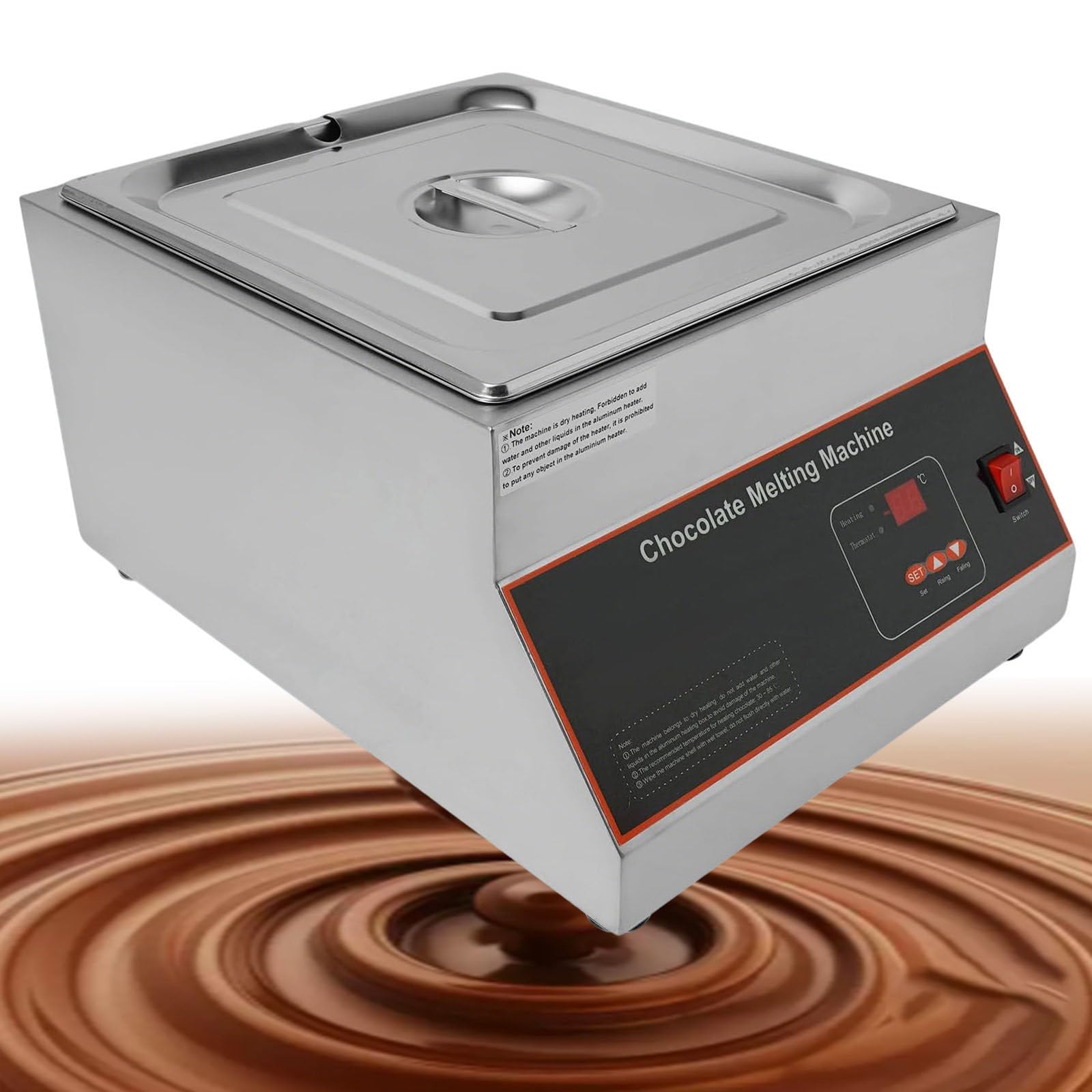 Termofor do Czekolady, Garnek z Cyfrową Kontrolą Temperatury 32-203°F, Elektryczny Podgrzewacz do Czekolady ze Stali Nierdzewnej o Mocy 500 W, do Restauracji Cateringowych 1tank