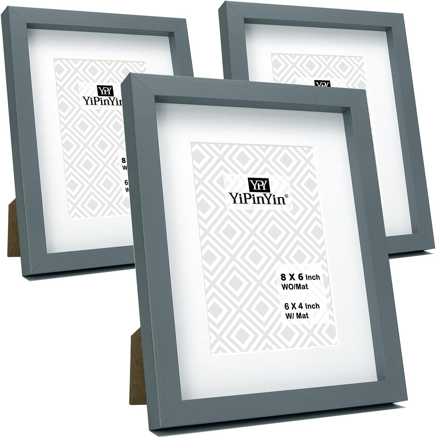 Grey 8 x 6 Inch/A5 Photo Frame Set of 3 with Mount for 4 x 6''poto