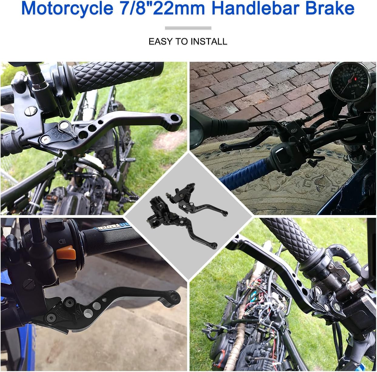 Motorcycle 7/8" 22mm Handlebar Brake Master Cylinder Clutch Lever CNC Left & Right Set for Harley Honda Kawasaki Suzuki Yamaha Black