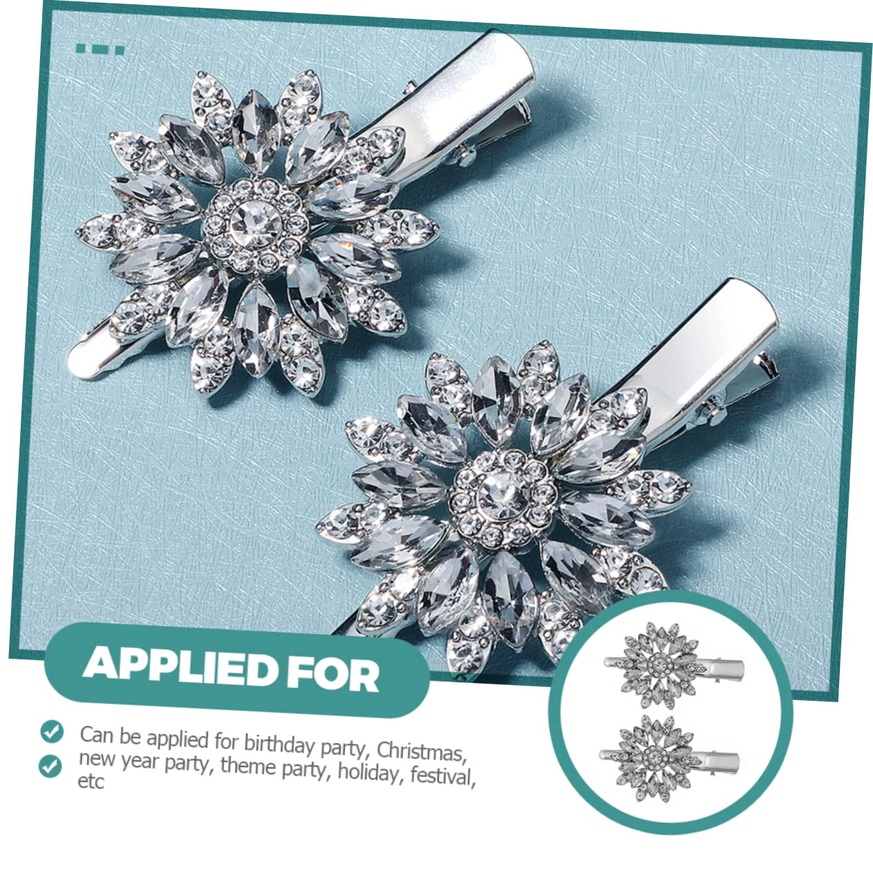 Beavorty 5 Set Di Fermagli Per Con Doppio Fiore E Strass Per Donne Con Fermaglio Per Su Tutti I Lati Per Decorazioni Da Donna Per Shopping E Feste 2 Pezzi*5