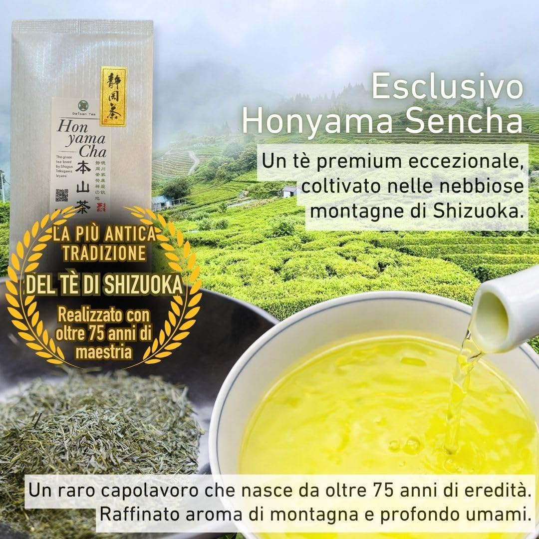 Daisan Tea, Honyama Tè Verde, Tè Verde Giapponese, Tè Sencha Premium | Tè fresco raccolto, Ryoku-Cha Verde Giapponese di Shizuoka, Giappone, Novità in Europa (100g)