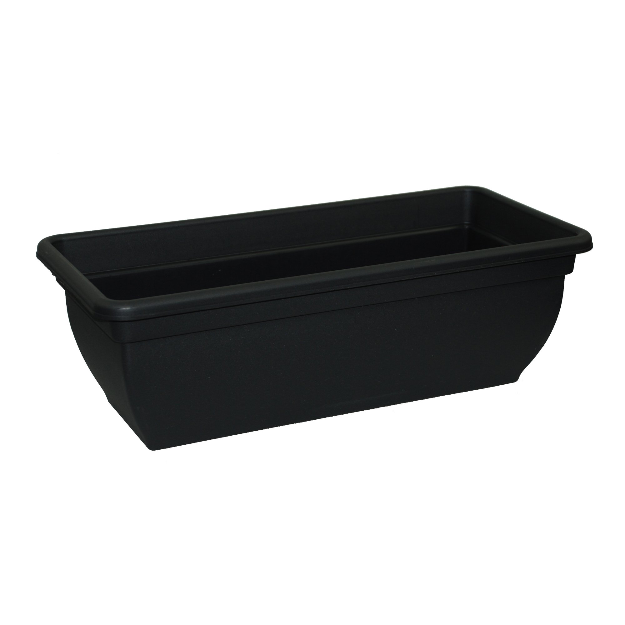 1 x Simpa® Ebony/Black Trough Plastic Garden Planter Indoor & Outdoor Flower/Plant Pot - 46cm Diameter - DIY Drainage Holes.